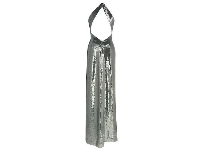 Autre Marque Galvan London Kite Pailletten-Maxikleid mit Cut-Outs aus silbernem Polyester Metallisch - Ansicht 2