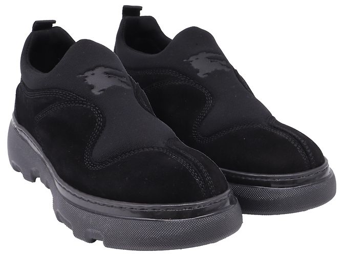 Sneakers Box Slip-On Burberry in camoscio nero - vista 3