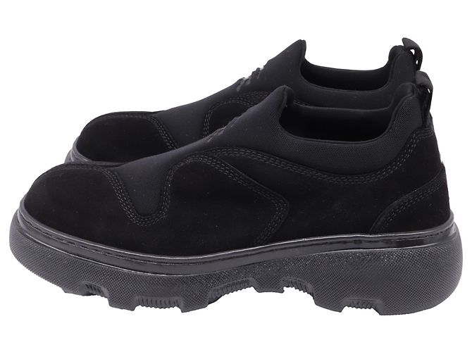 Sneakers Box Slip-On Burberry in camoscio nero - vista 4
