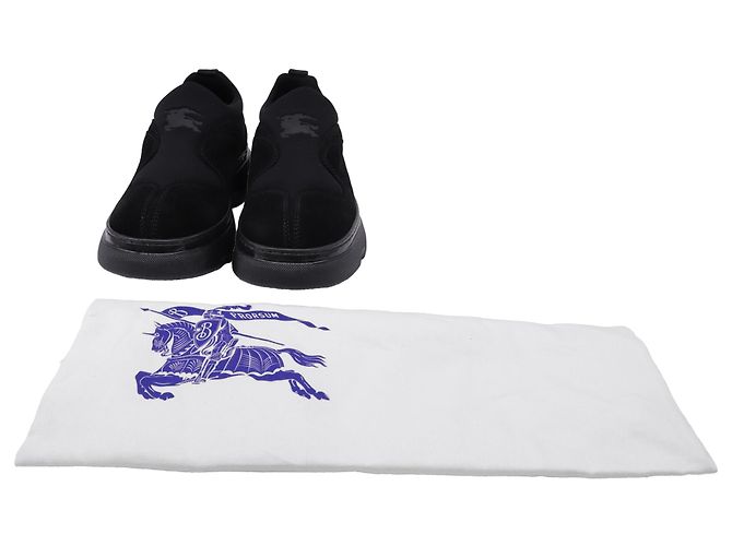 Sneakers Box Slip-On Burberry in camoscio nero - vista 6