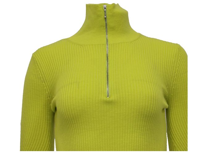 Ganni gerippter Rollkragenpullover aus gelener Merinowolle Gelb - Ansicht 2