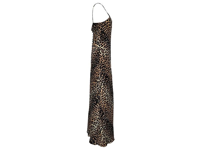 Vestido maxi sin mangas Ganni con estampado de leopardo en seda marrón Castaño - vista 2