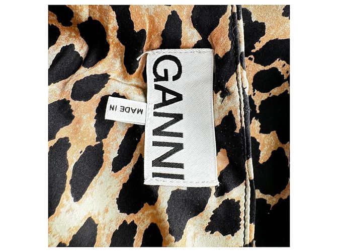 Vestido maxi sin mangas Ganni con estampado de leopardo en seda marrón Castaño - vista 4