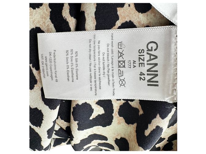 Vestido maxi sin mangas Ganni con estampado de leopardo en seda marrón Castaño - vista 7