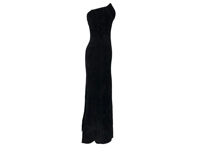 Autre Marque Abito midi bustier Titania Galvan London in velluto nero - vista 2