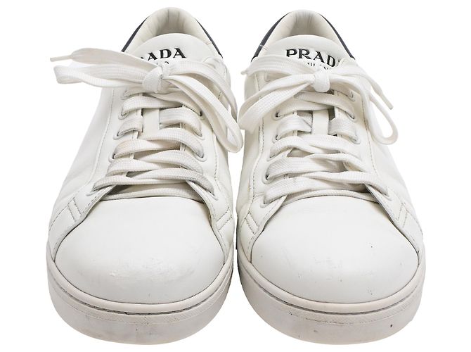 Baskets basses Prada en cuir blanc Écru - vue 2