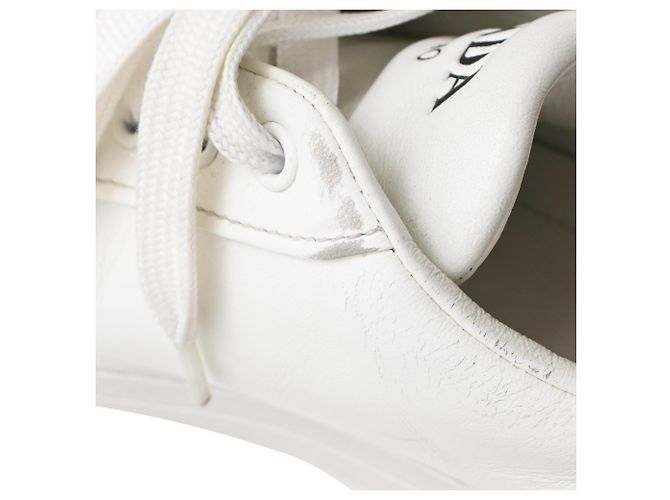 Baskets basses Prada en cuir blanc Écru - vue 21