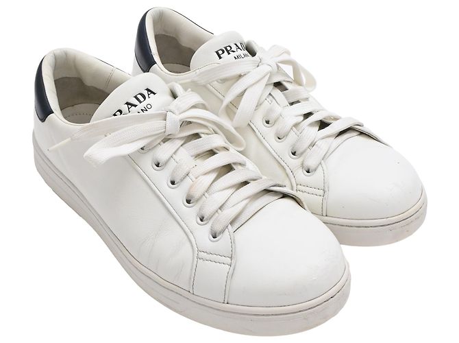 Baskets basses Prada en cuir blanc Écru - vue 4
