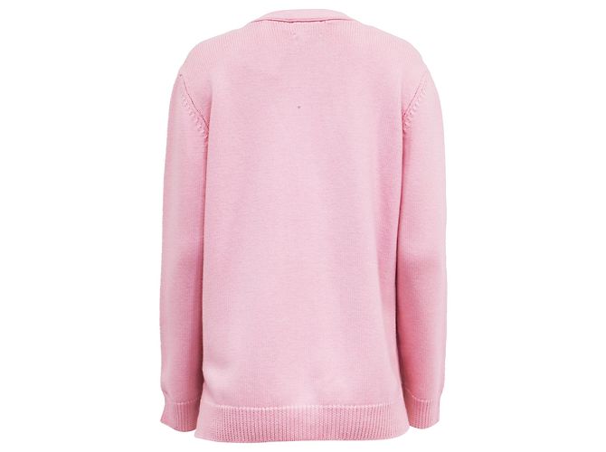 Ganni V-Ausschnitt Strickcardigan aus rosa Wolle Pink - Ansicht 3