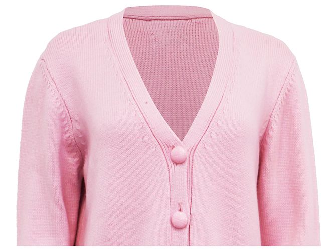 Ganni V-Ausschnitt Strickcardigan aus rosa Wolle Pink - Ansicht 4