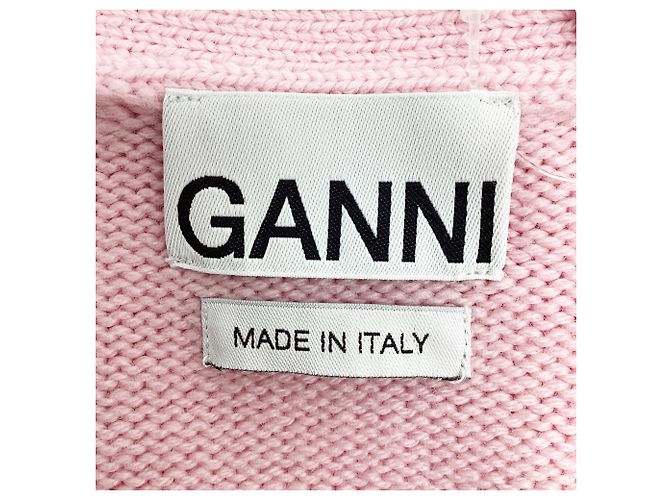 Ganni V-Ausschnitt Strickcardigan aus rosa Wolle Pink - Ansicht 6