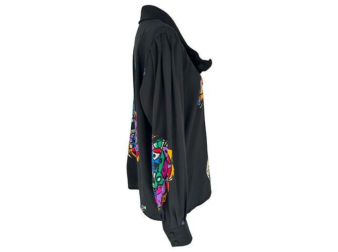 Blusa de manga larga estampada Louis Féraud en seda negra Negro - vista 2