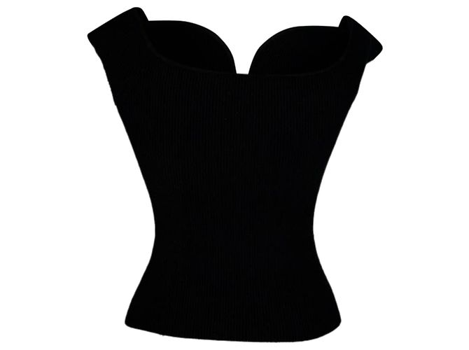 Autre Marque Top con escote corazón Galvan London en viscosa negra Negro - vista 3