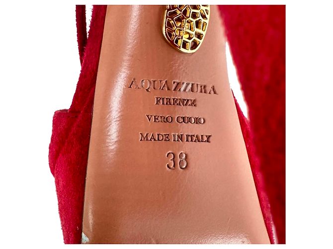 Sandali platform Aquazzura Austin in camoscio Burgundy - vista 10