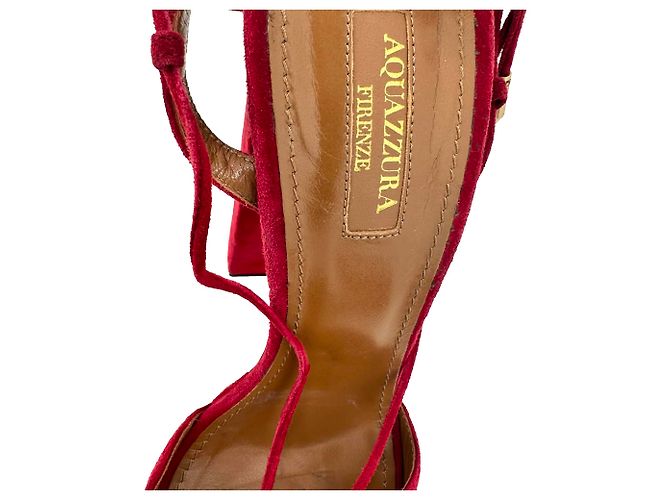 Sandali platform Aquazzura Austin in camoscio Burgundy - vista 11