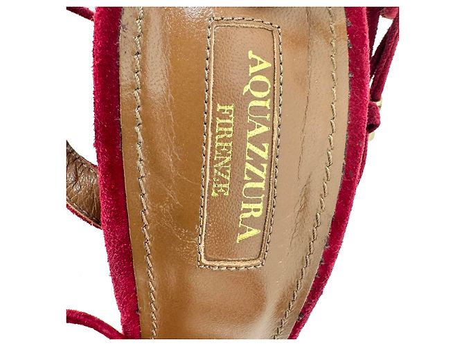 Sandali platform Aquazzura Austin in camoscio Burgundy - vista 12