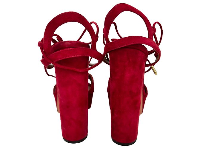 Sandali platform Aquazzura Austin in camoscio Burgundy - vista 6