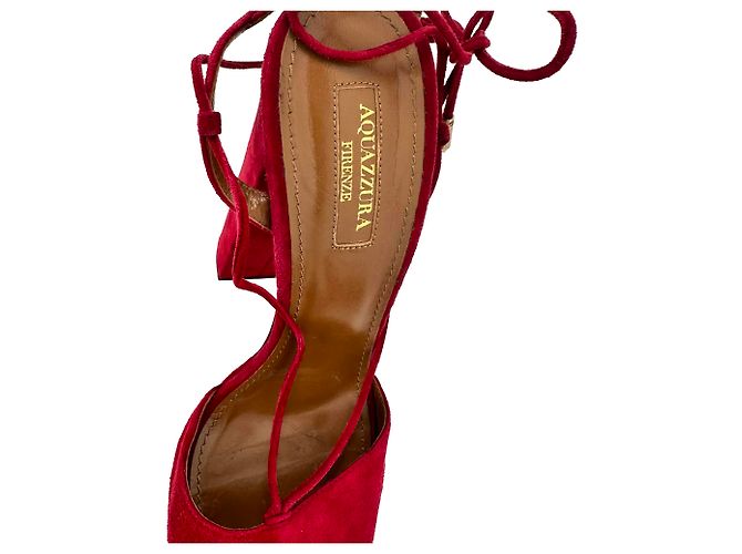 Sandali platform Aquazzura Austin in camoscio Burgundy - vista 9