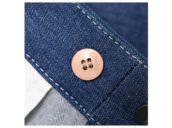 Jeans Flare de Cintura Alta Chloé em Algodão Azul - vista 10