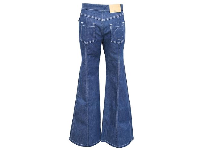 Jeans Flare de Cintura Alta Chloé em Algodão Azul - vista 3
