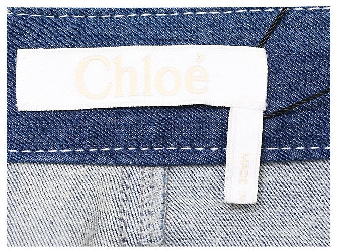 Jeans Flare de Cintura Alta Chloé em Algodão Azul - vista 4