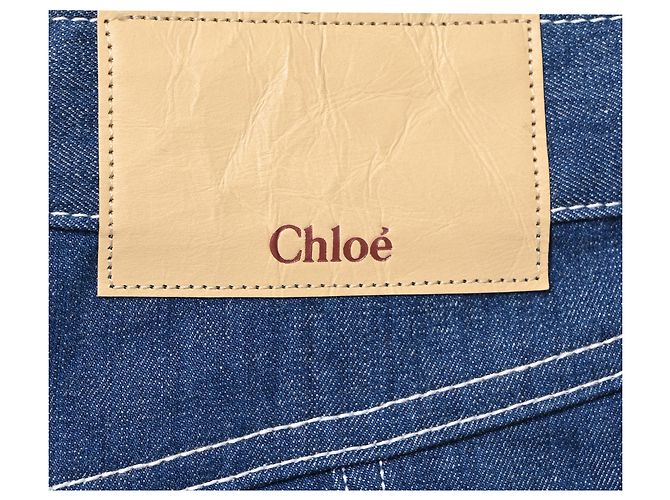 Jeans Flare de Cintura Alta Chloé em Algodão Azul - vista 8
