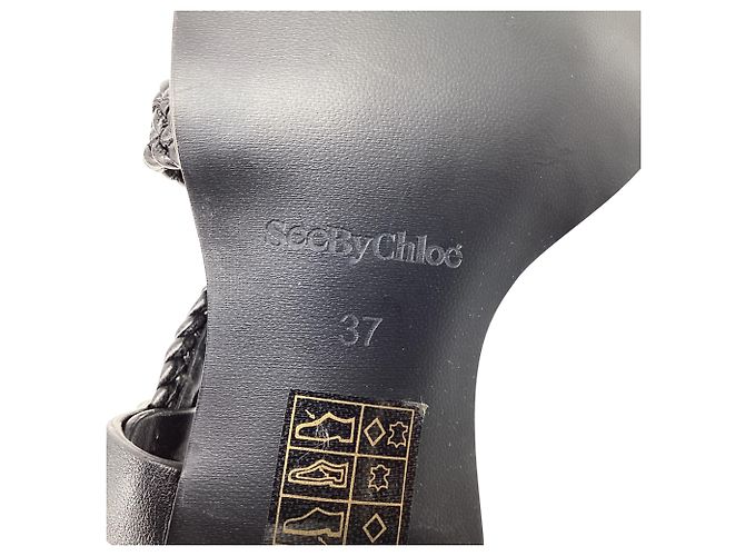 Sandali con cinturino intrecciato See by Chloé in pelle nera Nero - vista 8