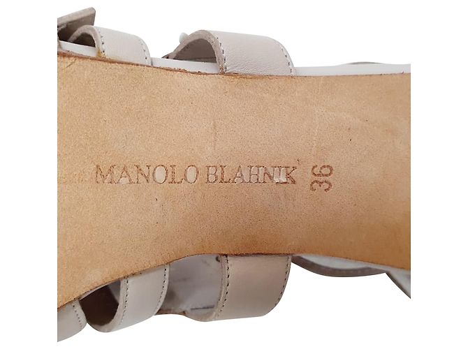 Sandali stringati Manolo Blahnik in pelle grigia Grigio - vista 10