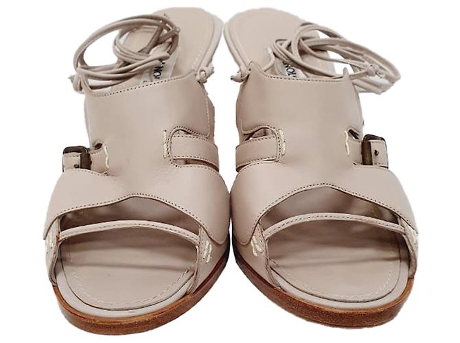 Sandali stringati Manolo Blahnik in pelle grigia Grigio - vista 2
