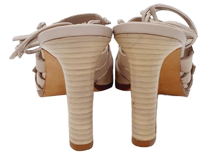 Sandali stringati Manolo Blahnik in pelle grigia Grigio - vista 3