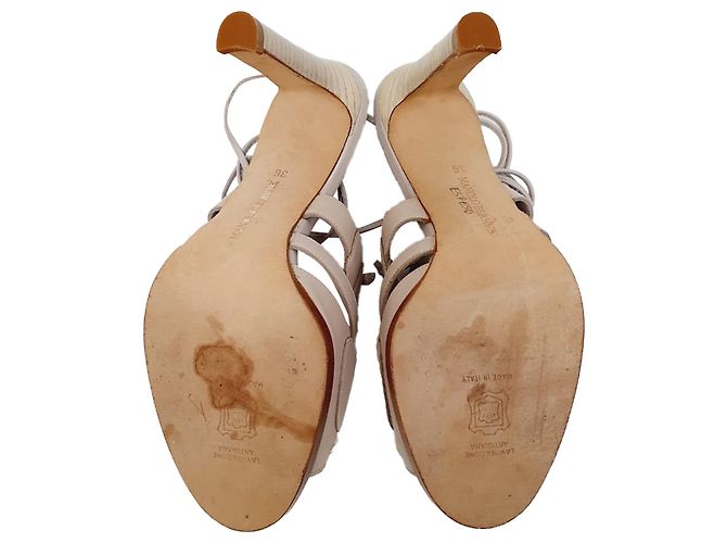 Sandali stringati Manolo Blahnik in pelle grigia Grigio - vista 7