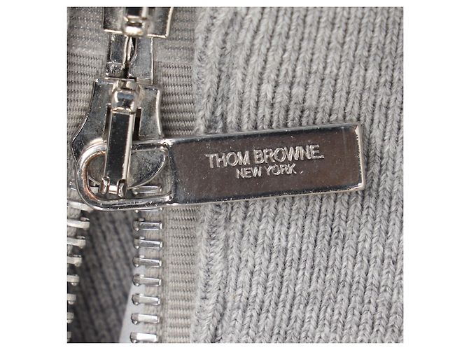 Thom Browne 4-Bar Zip-Up Hoodie aus grauer Baumwolle - Ansicht 10