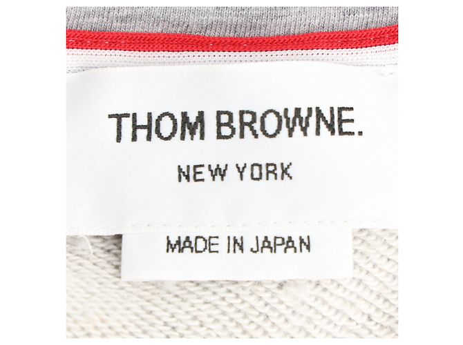 Thom Browne 4-Bar Zip-Up Hoodie aus grauer Baumwolle - Ansicht 4