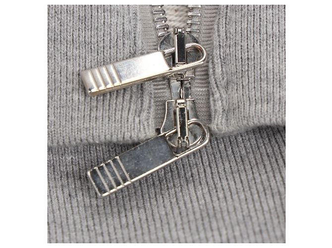 Thom Browne 4-Bar Zip-Up Hoodie aus grauer Baumwolle - Ansicht 9