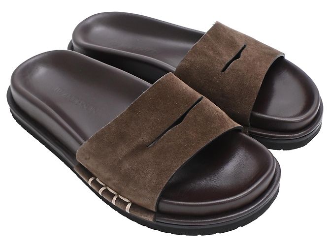 Sandali slide Jw Anderson con plantare in camoscio marrone Rosso - vista 4