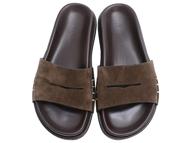 Sandali slide Jw Anderson con plantare in camoscio marrone Rosso - vista 5