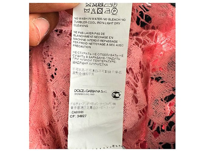 Mini abito in pizzo Dolce & Gabbana in cotone rosa - vista 10