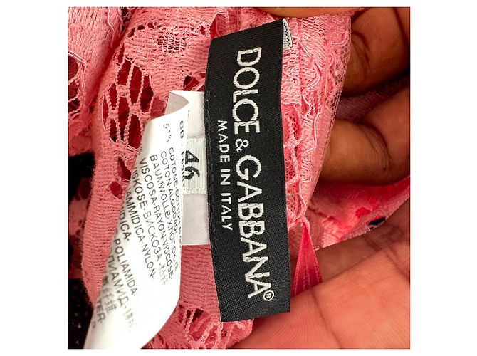 Mini abito in pizzo Dolce & Gabbana in cotone rosa - vista 7