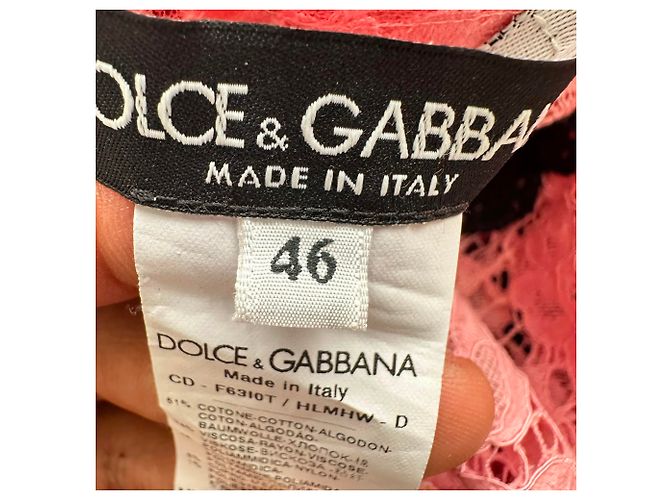 Mini abito in pizzo Dolce & Gabbana in cotone rosa - vista 8
