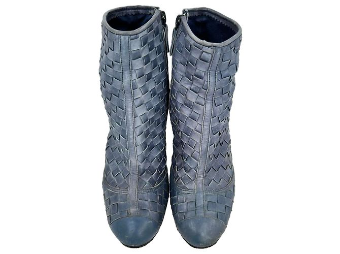 Timeless Botines Chanel CC Woven Accent en cuero azul Azul claro - vista 3