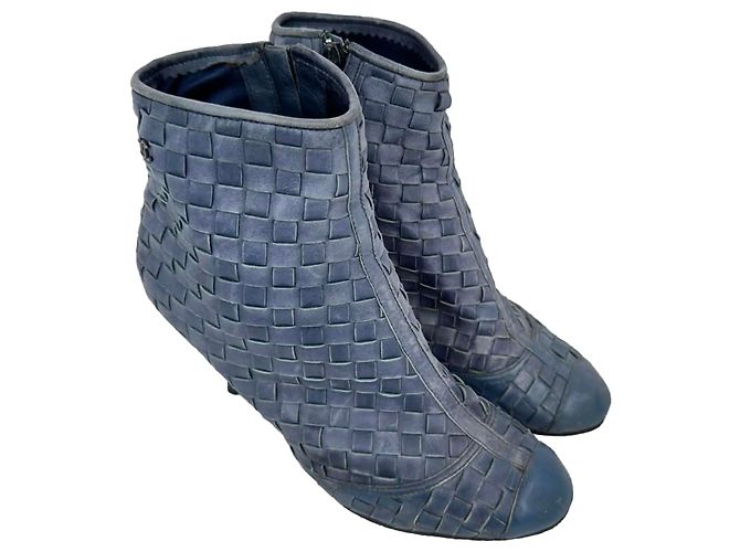 Timeless Botines Chanel CC Woven Accent en cuero azul Azul claro - vista 4