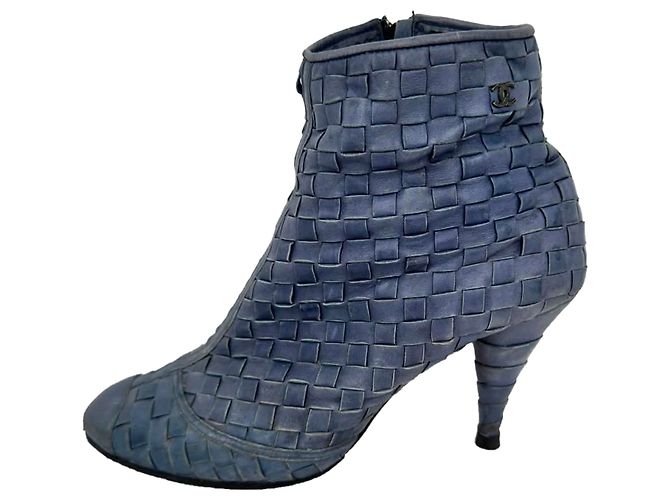 Timeless Botines Chanel CC Woven Accent en cuero azul Azul claro - vista 6
