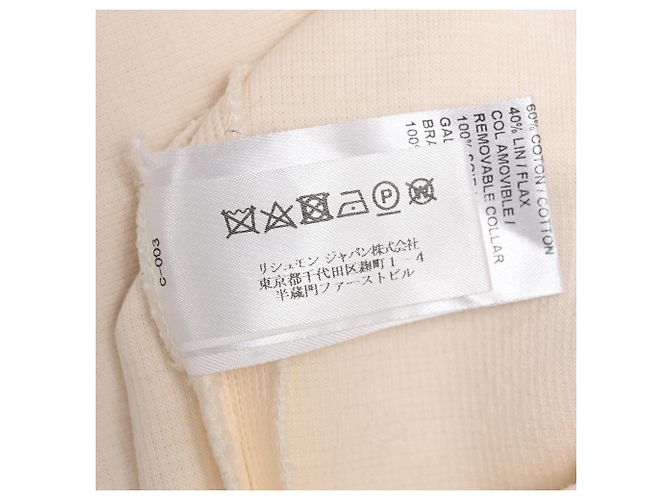 Top de manga comprida com decote em V e faixa Chloé em algodão creme Branco Cru - vista 8