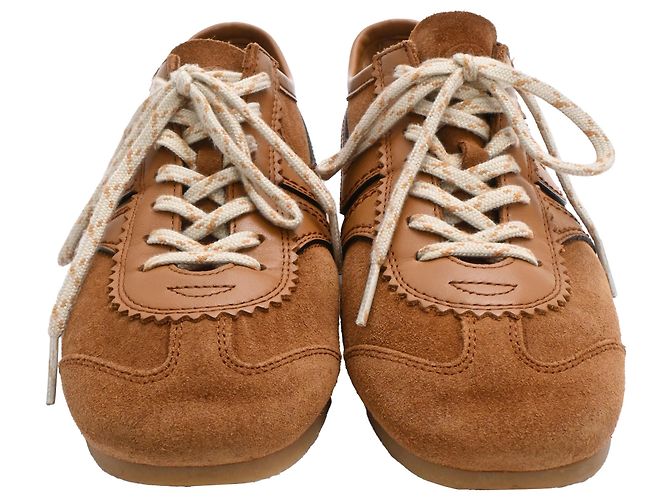 Sneakers basse Dries Van Noten in camoscio marrone Rosso - vista 2