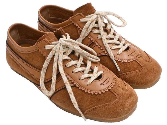 Sneakers basse Dries Van Noten in camoscio marrone Rosso - vista 4