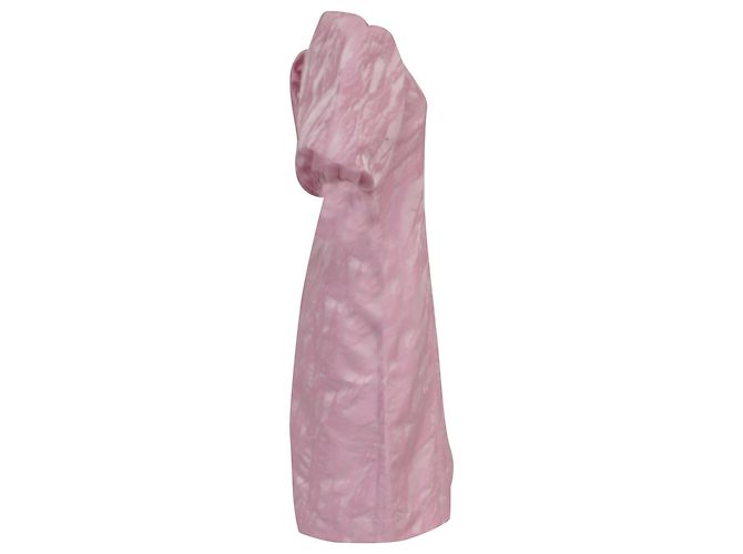 Ganni Midi-Kleid aus Jacquard mit Puffärmeln in rosa Polyester - Ansicht 2