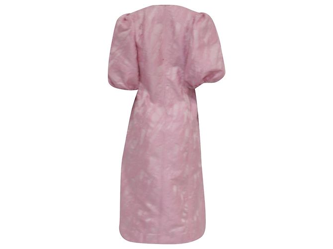 Ganni Midi-Kleid aus Jacquard mit Puffärmeln in rosa Polyester - Ansicht 3