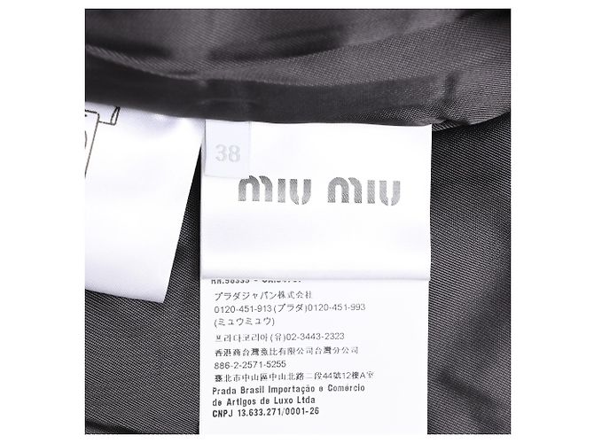 Casaco acolchoado com capuz e fecho Miu Miu em algodão cinzento Cinza - vista 6