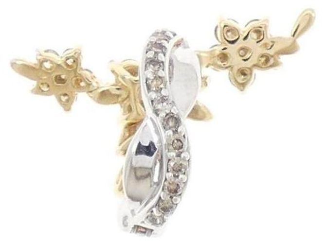 Autre Marque Au750 Einzelohrring Blume und Diamant Golden - Ansicht 4