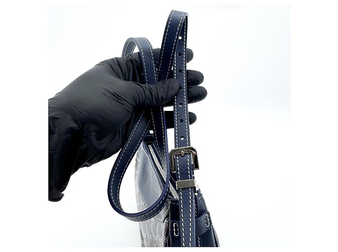 Goyard Hirondelle Tela rivestita e Pelle Blu navy - vista 7
